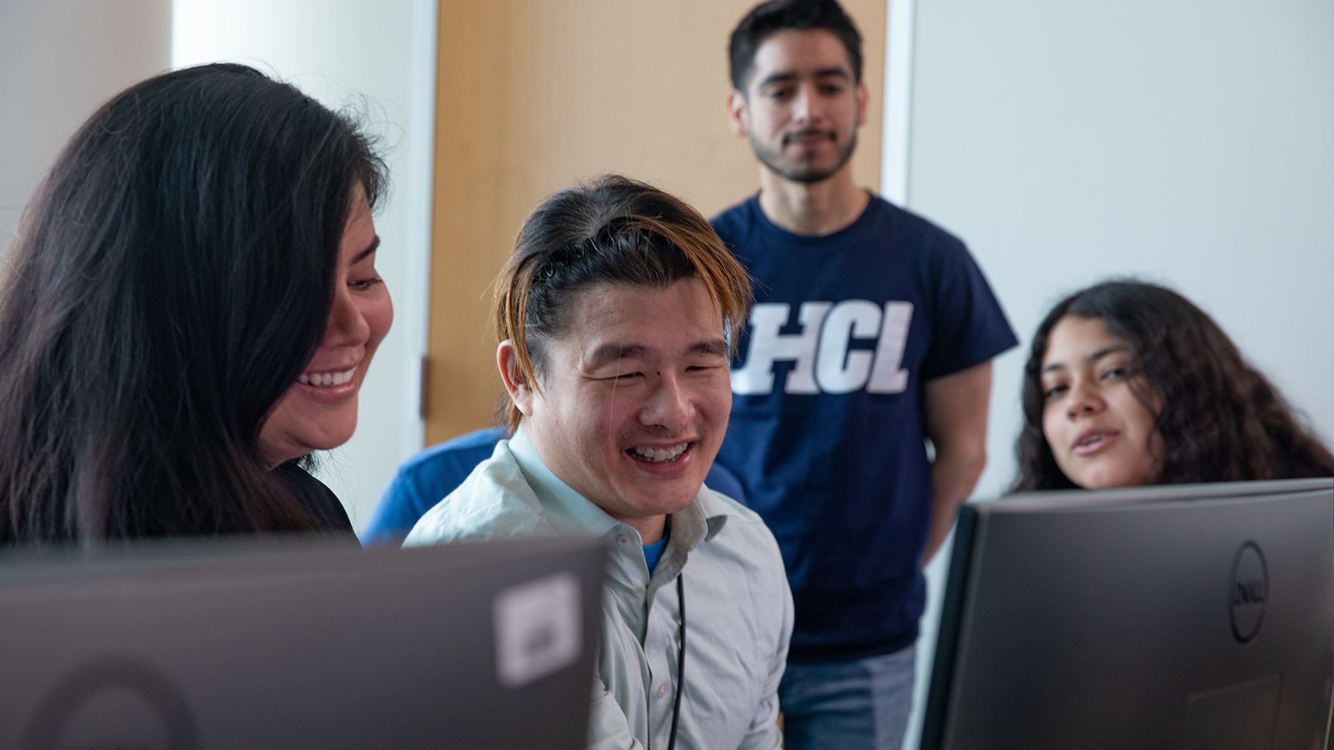 UHCL students in classroom with professor