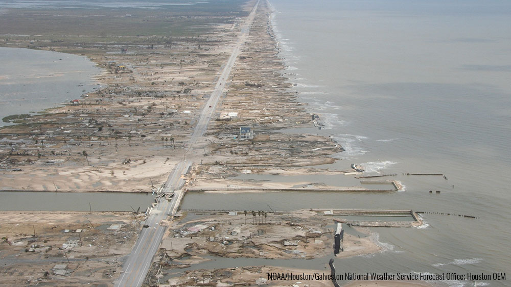 Damage to Bolivar Peninsula caused by Hurricane Ike