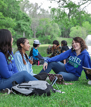 Photo of students on campus