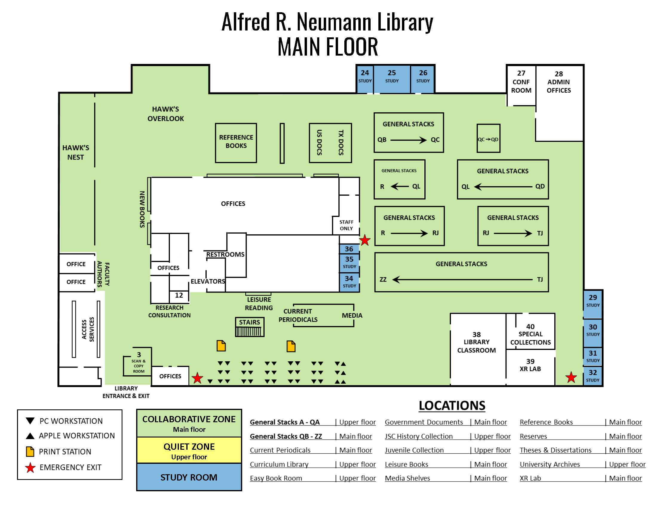 Alfred R. Neumann Library Main Floor Map